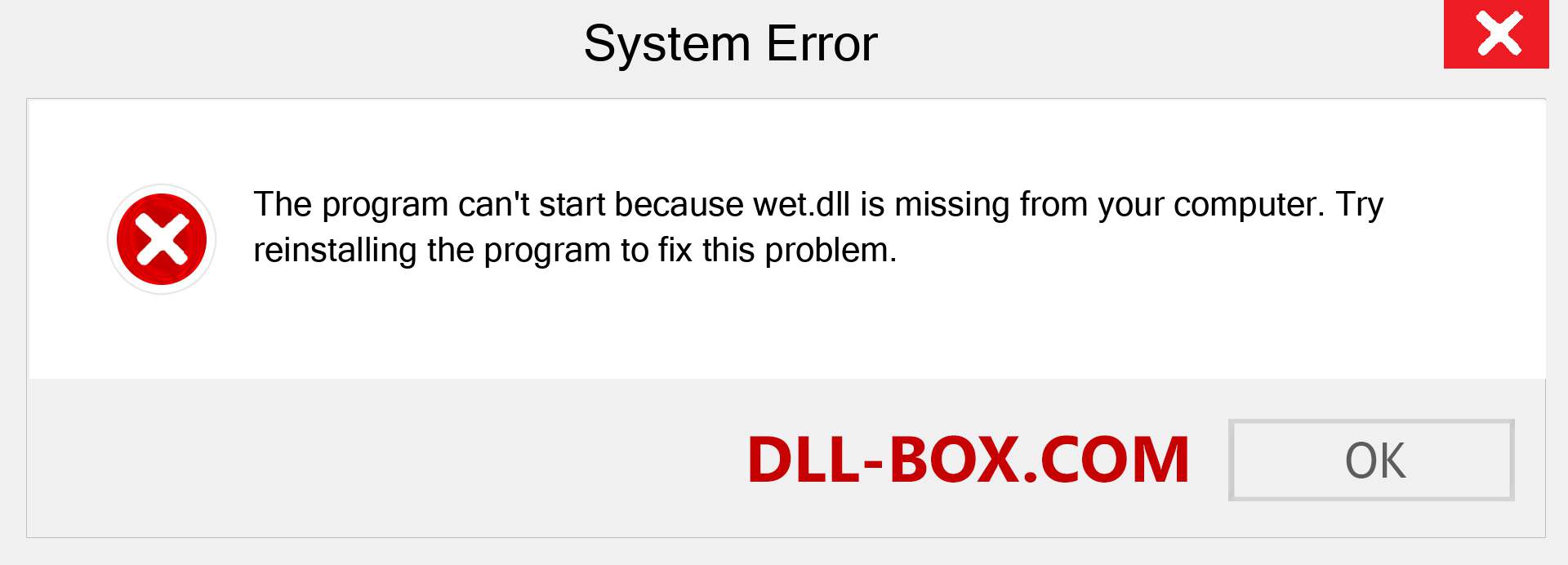  wet.dll file is missing?. Download for Windows 7, 8, 10 - Fix  wet dll Missing Error on Windows, photos, images